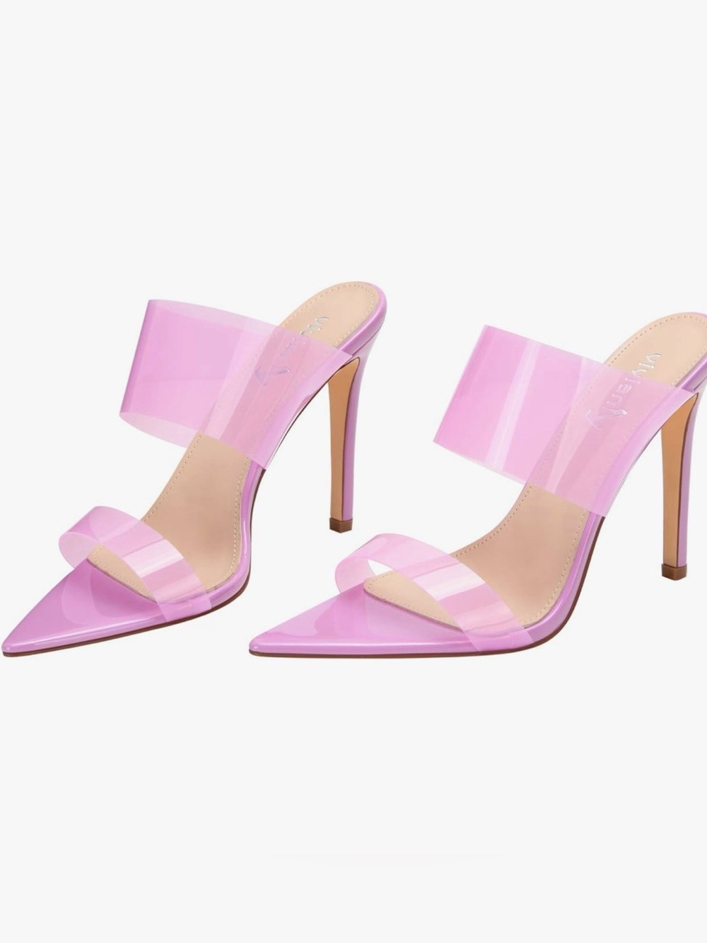 Viviana Lilac Pointed-Toe Clear Strap Mules